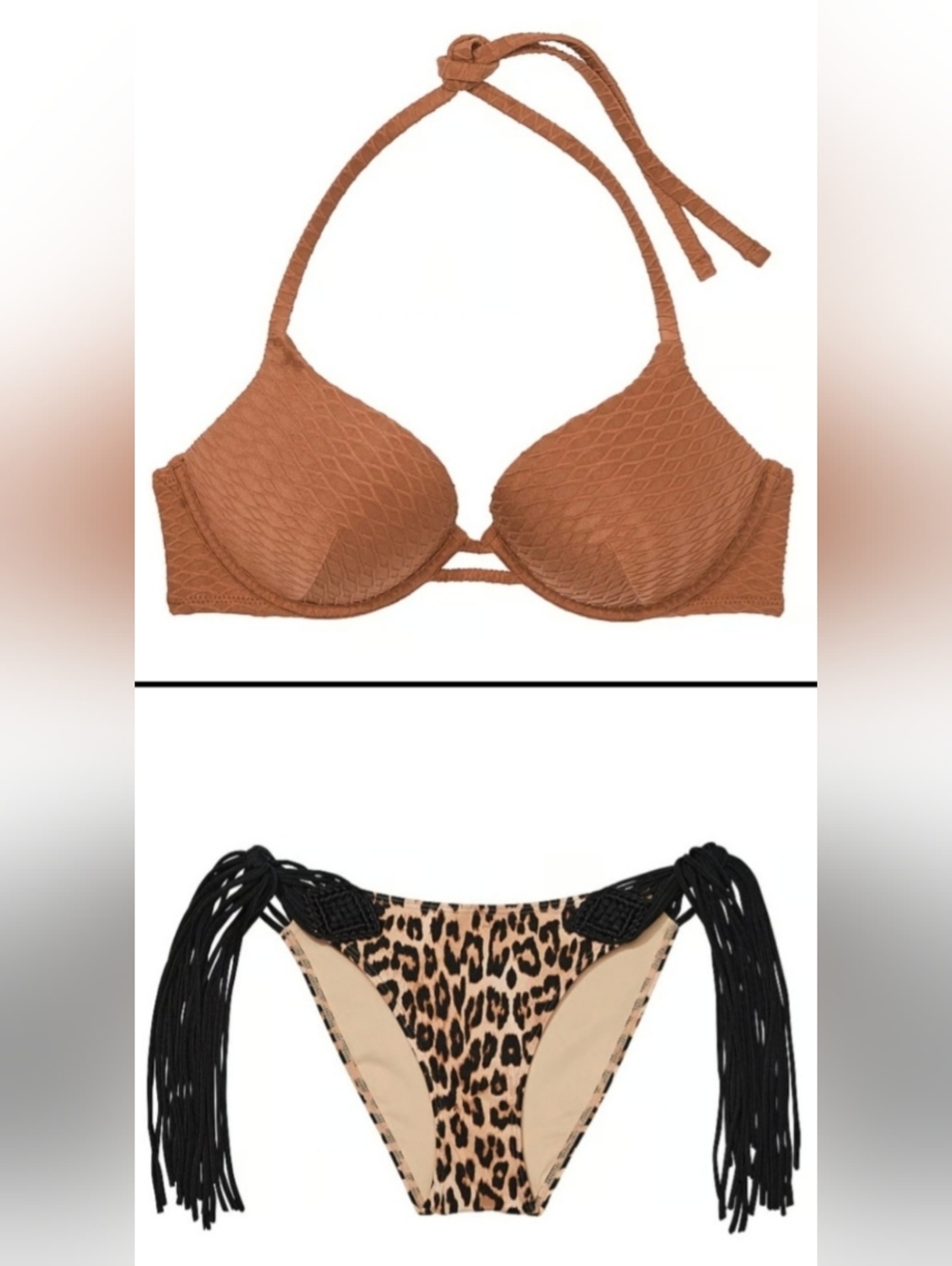 38D/XL VS Swim Bombshell Bikini Top VS Archives Macrame Fringe Bikini Set